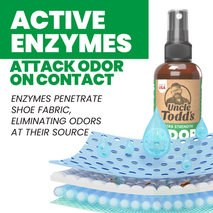 Uncle Todd's Odor Stomp Shoe Deodorizer 2-Pack Mountain Fresh- Proven & Powerful Enzyme Shoe Spray for Odor Elimination in All Footwear