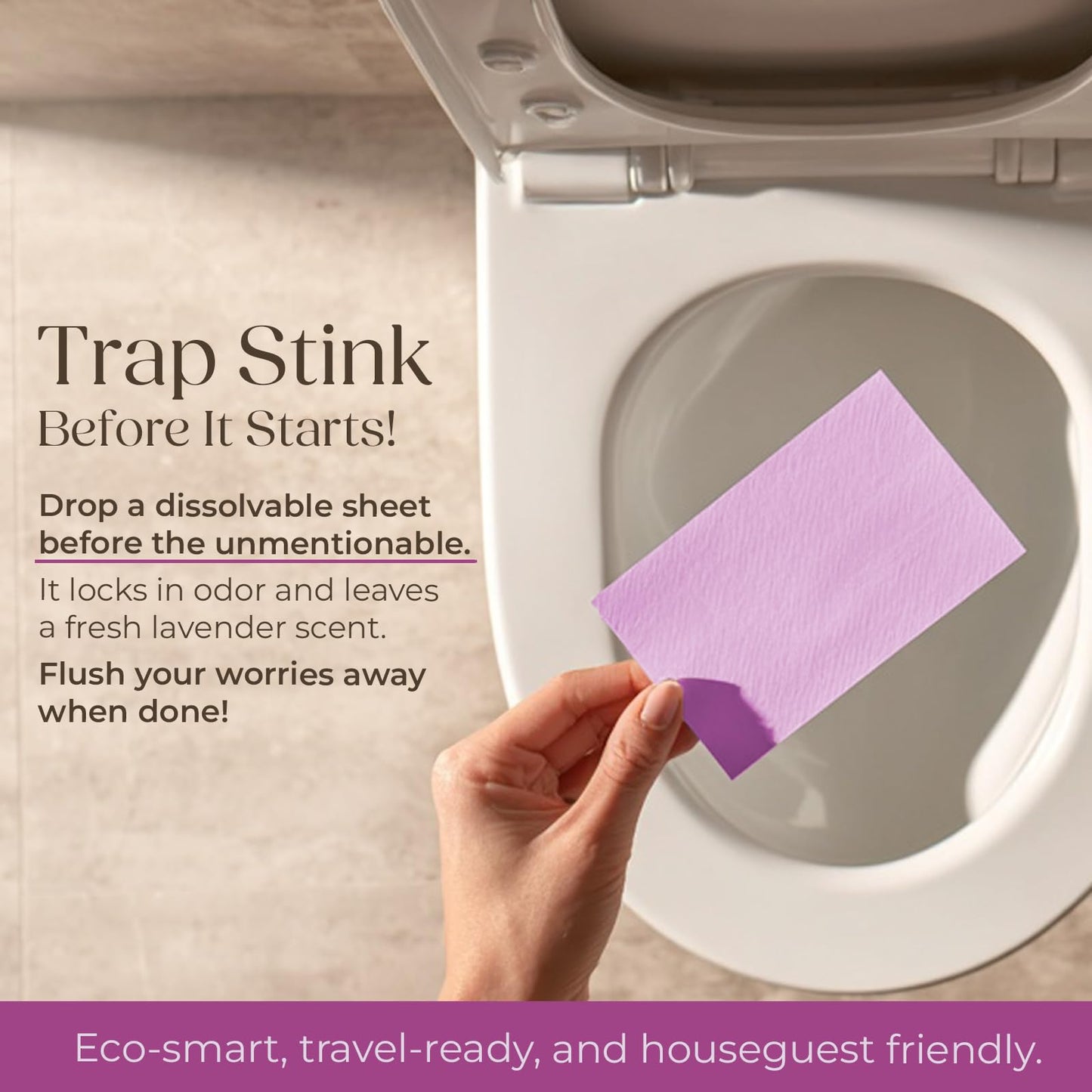 Sheet Happens Pre-Poo Toilet Sheets, Lavender Field Scent, 2 Pack, 40 Dissolvable Odor Stopping Sheets, Septic Safe