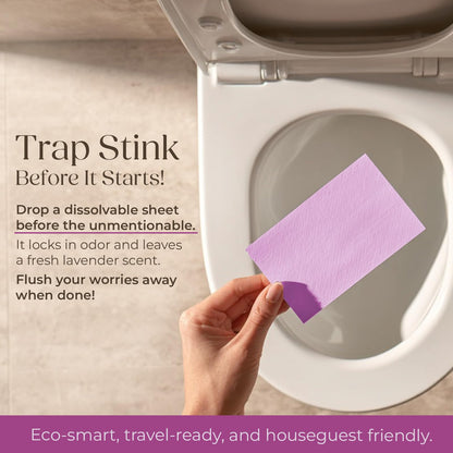 Sheet Happens Pre-Poo Toilet Sheets, Lavender Field Scent, 2 Pack, 40 Dissolvable Odor Stopping Sheets, Septic Safe