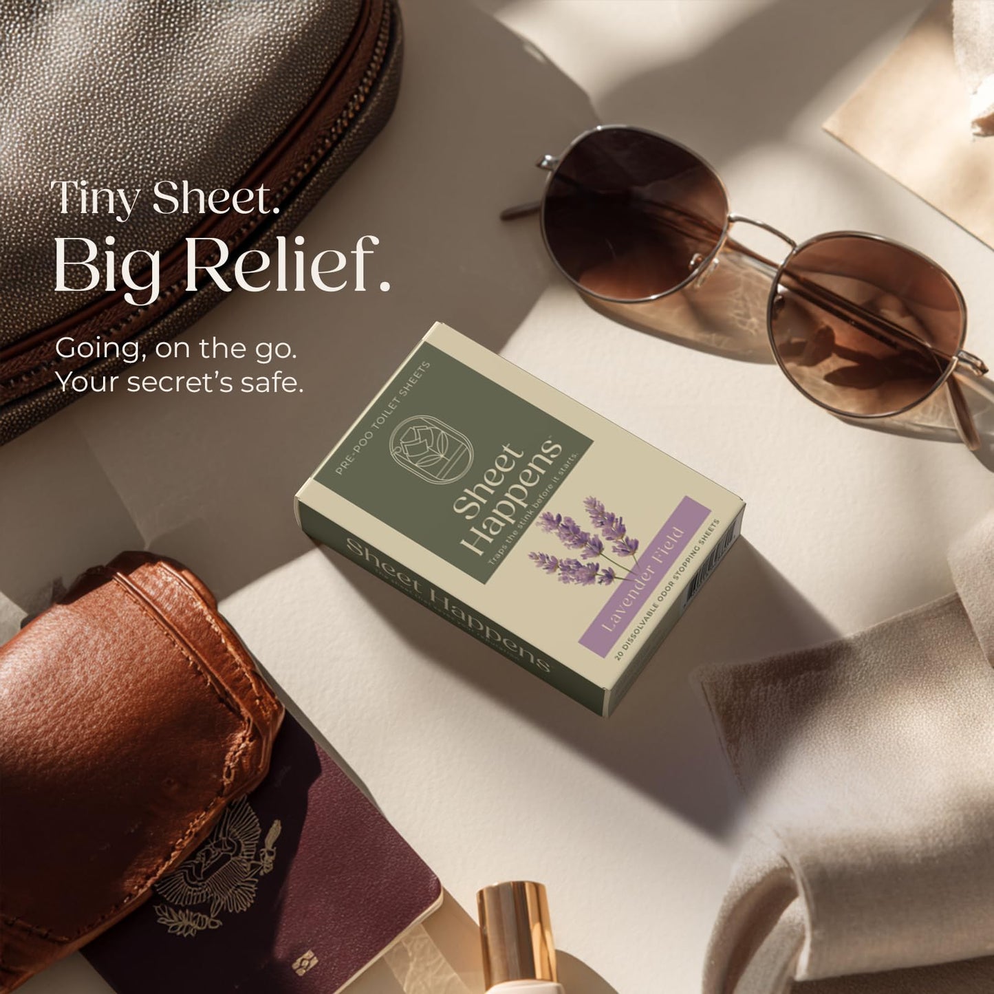 Sheet Happens Pre-Poo Toilet Sheets, Lavender Field Scent, 2 Pack, 40 Dissolvable Odor Stopping Sheets, Septic Safe