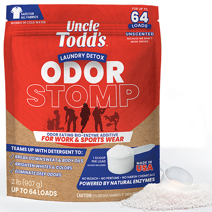 Uncle Todd’s Laundry Detox – Odor Stomp Laundry Additive, 2 lb (Up to 64 Loads) – Enzyme Powered Deep Clean Booster – Eliminates Sweat, Body Odor & Tough Stains – Fragrance Free, Works in Cold Water