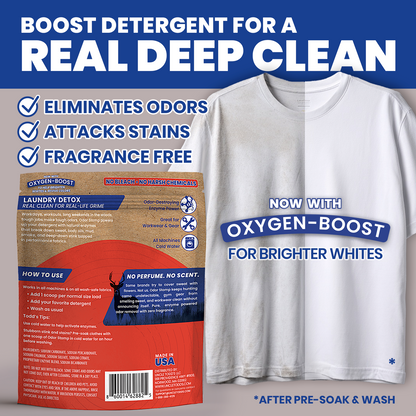 Uncle Todd’s Laundry Detox – Odor Stomp Laundry Additive, 2 lb (Up to 64 Loads) – Enzyme Powered Deep Clean Booster – Eliminates Sweat, Body Odor & Tough Stains – Fragrance Free, Works in Cold Water