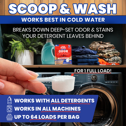 Uncle Todd’s Laundry Detox – Odor Stomp Laundry Additive, 2 lb (Up to 64 Loads) – Enzyme Powered Deep Clean Booster – Eliminates Sweat, Body Odor & Tough Stains – Fragrance Free, Works in Cold Water