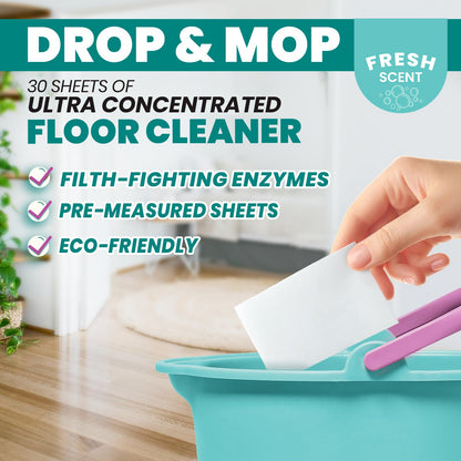 Uncle Todd's 2-Pack Ultra Concentrated Floor Cleaner For Mopping: 60 Natural, 100% Dissolvable Sheets for Mopping – Hardwood & Wood Floor Cleaner with Filth-Fighting Enzymes, Plastic-Free Packaging